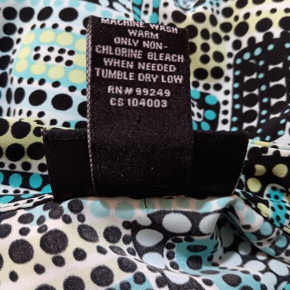 VINTAGE MAGGIE BARNES Blouse Top Long‎ Size 3X No Wrinkle Satin Poly Geometric - Picture 8 of 9